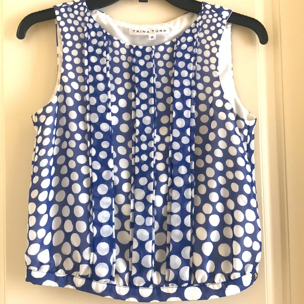 Trina Turk polka dot sleeveless blouse - Picture 1 of 4